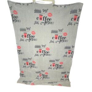 Blueberry Cove "Coffee First" Gray Oversized Blanket/Throw - 47" x 66 1/2"